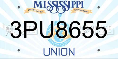 3PU8655 Mississippi License Plate