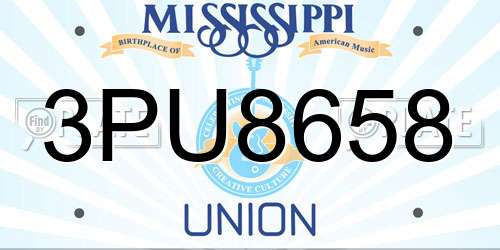 3PU8658 Mississippi License Plate