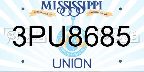 3PU8685 Mississippi License Plate