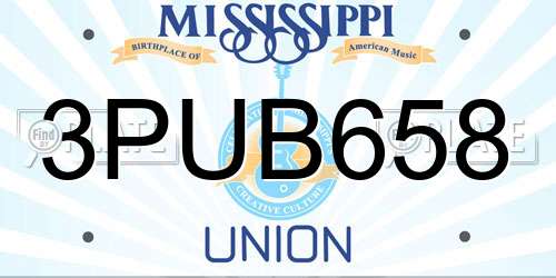3PUB658 Mississippi License Plate