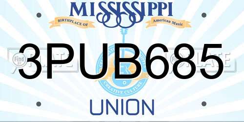 3PUB685 Mississippi License Plate