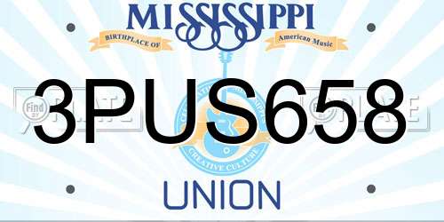 3PUS658 Mississippi License Plate