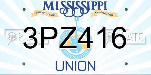 3PZ416 Mississippi License Plate