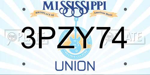 3PZY74 Mississippi License Plate