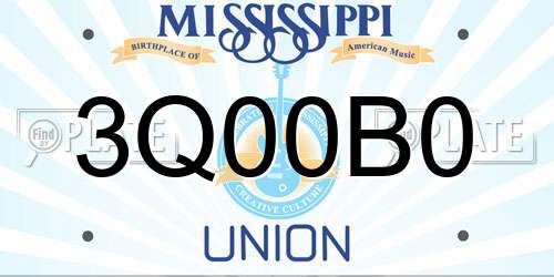 3Q00B0 Mississippi License Plate