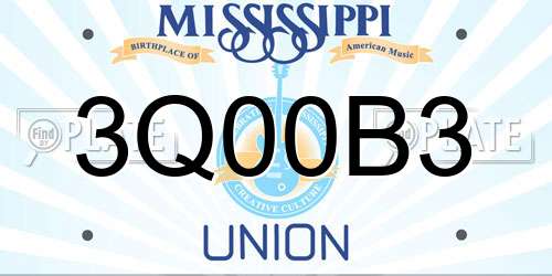 3Q00B3 Mississippi License Plate