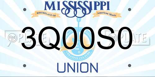 3Q00S0 Mississippi License Plate