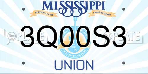 3Q00S3 Mississippi License Plate