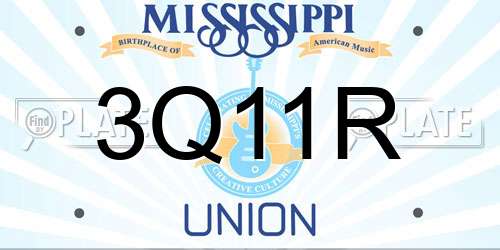 3Q11R Mississippi License Plate