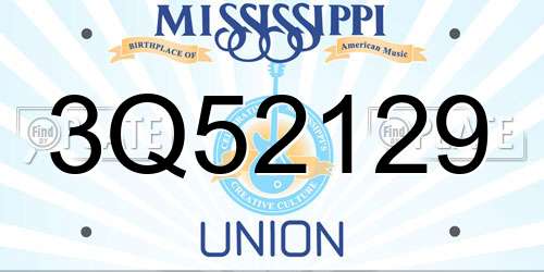 3Q52129 Mississippi License Plate