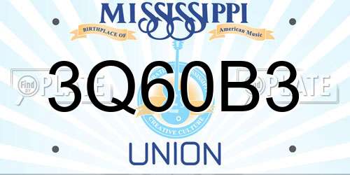 3Q60B3 Mississippi License Plate