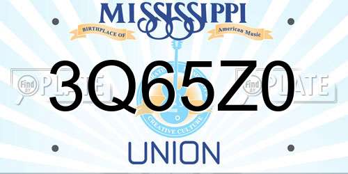 3Q65Z0 Mississippi License Plate