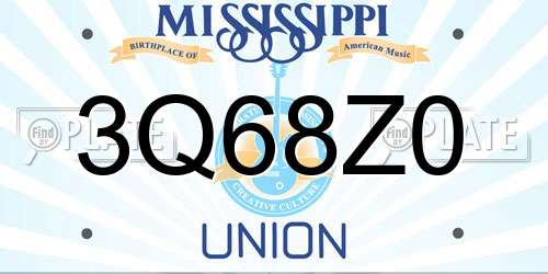3Q68Z0 Mississippi License Plate