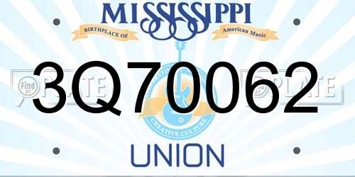 3Q70062 Mississippi License Plate