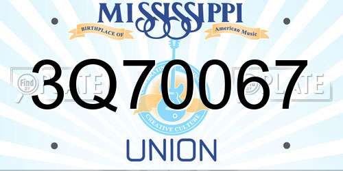 3Q70067 Mississippi License Plate