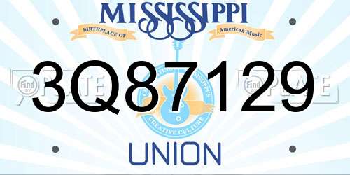 3Q87129 Mississippi License Plate