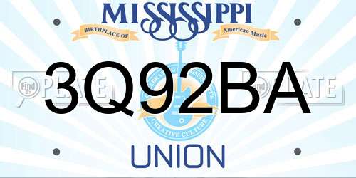 3Q92BA Mississippi License Plate