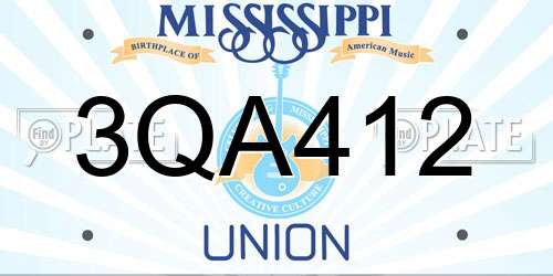 3QA412 Mississippi License Plate