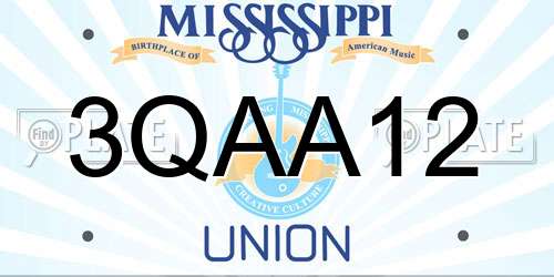 3QAA12 Mississippi License Plate