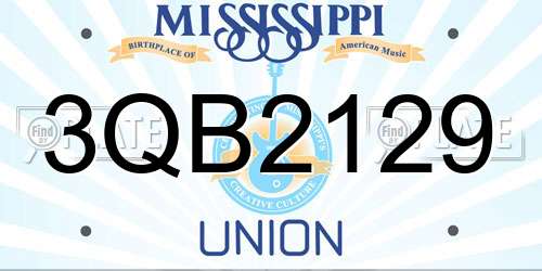 3QB2129 Mississippi License Plate