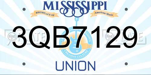 3QB7129 Mississippi License Plate