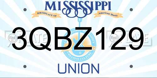 3QBZ129 Mississippi License Plate