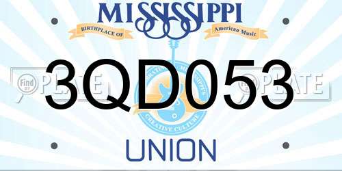 3QD053 Mississippi License Plate