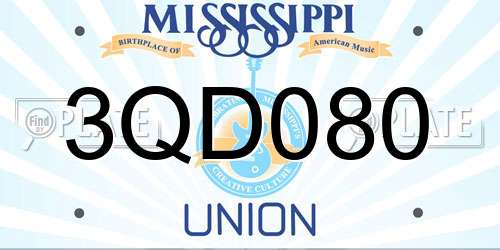 3QD080 Mississippi License Plate