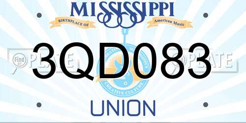 3QD083 Mississippi License Plate