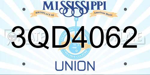 3QD4062 Mississippi License Plate