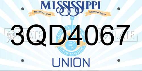 3QD4067 Mississippi License Plate