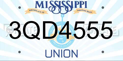 3QD4555 Mississippi License Plate