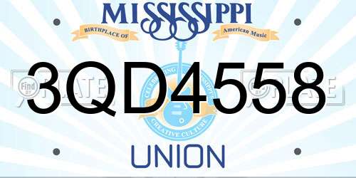 3QD4558 Mississippi License Plate