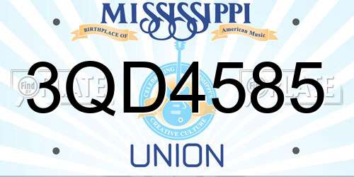 3QD4585 Mississippi License Plate