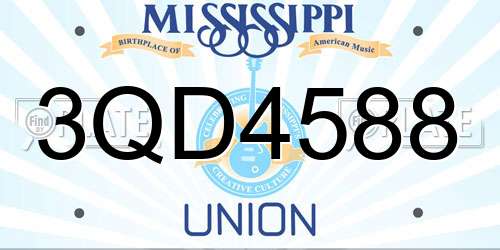 3QD4588 Mississippi License Plate