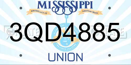 3QD4885 Mississippi License Plate