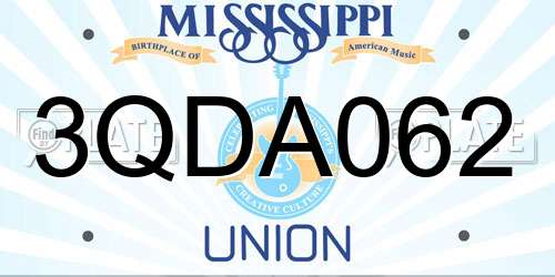 3QDA062 Mississippi License Plate