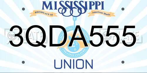 3QDA555 Mississippi License Plate
