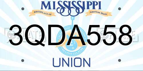 3QDA558 Mississippi License Plate