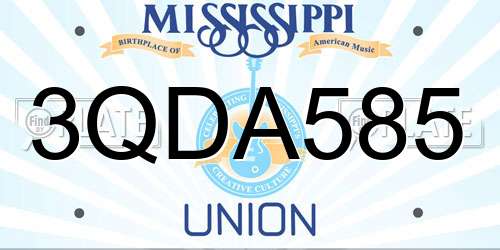 3QDA585 Mississippi License Plate