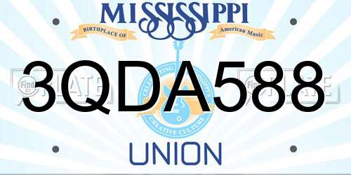 3QDA588 Mississippi License Plate