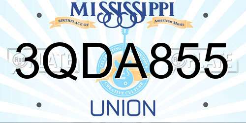 3QDA855 Mississippi License Plate