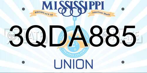 3QDA885 Mississippi License Plate
