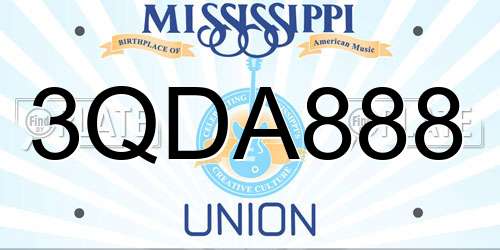 3QDA888 Mississippi License Plate