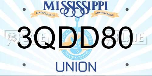 3QDD80 Mississippi License Plate