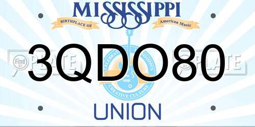 3QDO80 Mississippi License Plate