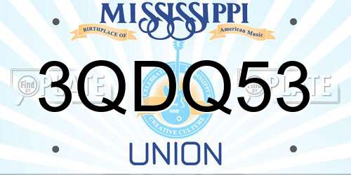 3QDQ53 Mississippi License Plate