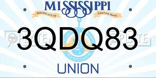 3QDQ83 Mississippi License Plate