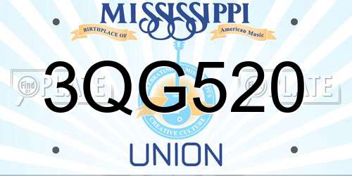 3QG520 Mississippi License Plate