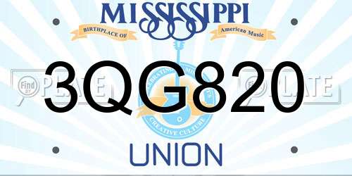 3QG820 Mississippi License Plate